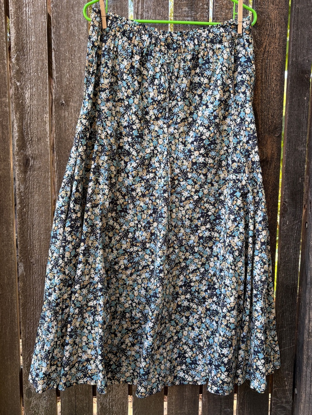 Garnet Hill Karolina Organic-Cotton Voile Skirt In Moonlit Meadow Floral Sz M